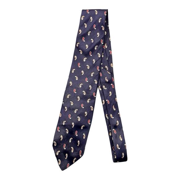 Vintage Christian Dior Cravates Necktie Men 57 Inch Navy Paisley 100% Silk - Picture 3 of 5